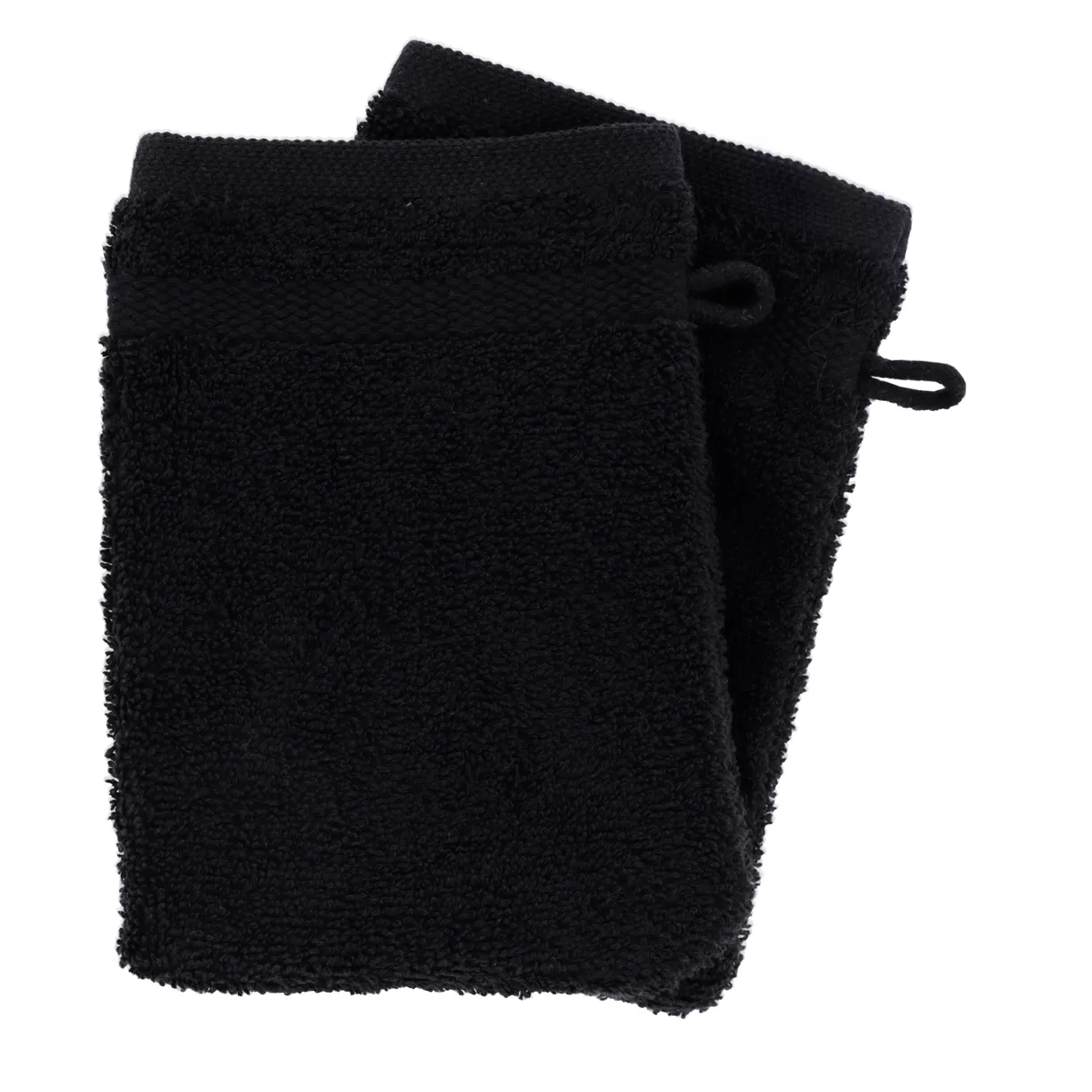 eminza Lot de 2 gants de toilette coton (15 x 21 cm) Timeless Noir
