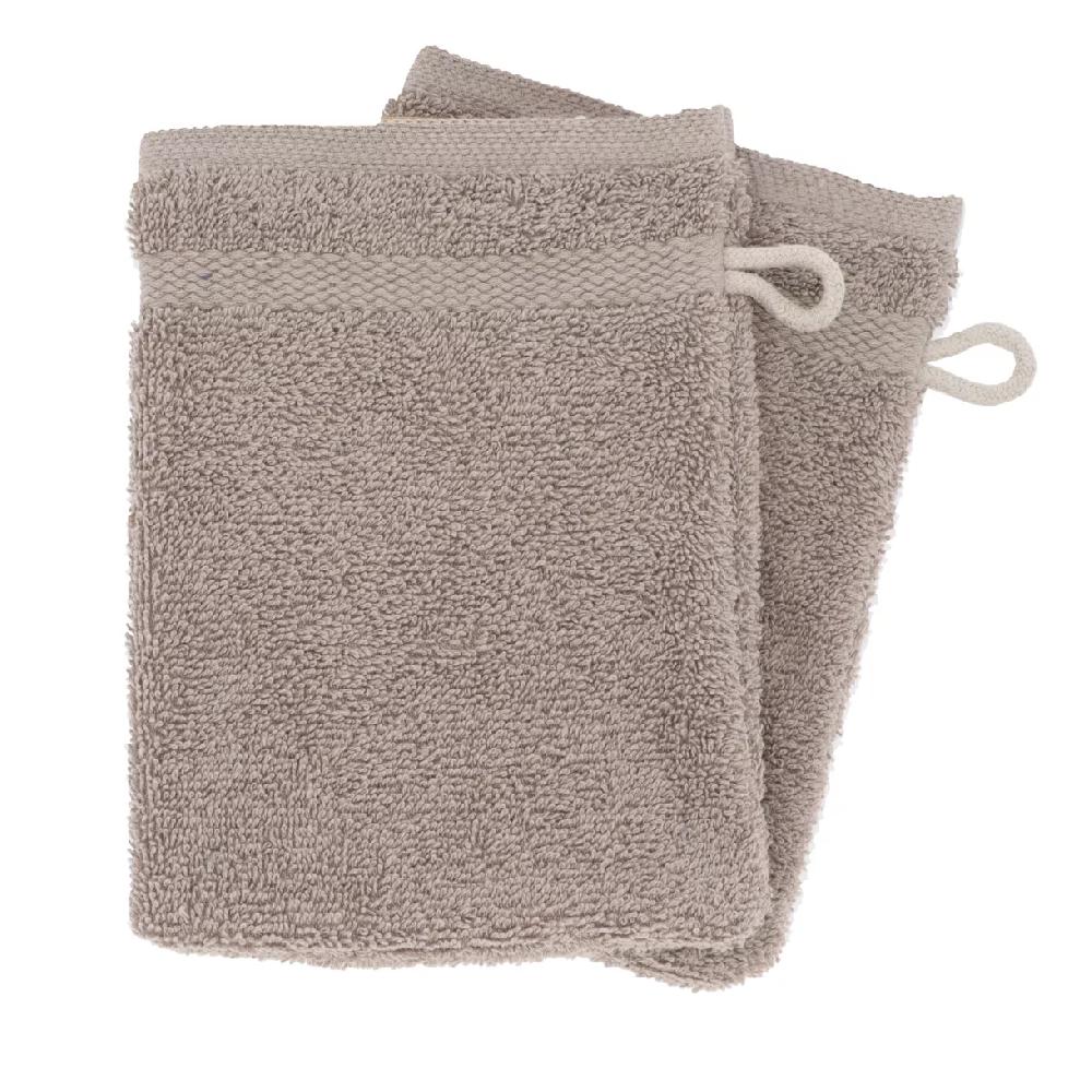 eminza Lot de 2 gants de toilette coton (15 x 21 cm) Timeless Taupe