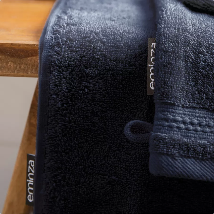 Eminza Lot De 2 Gants De Toilette Coton Bio (15 X 21 Cm) Méline Bleu Nuit