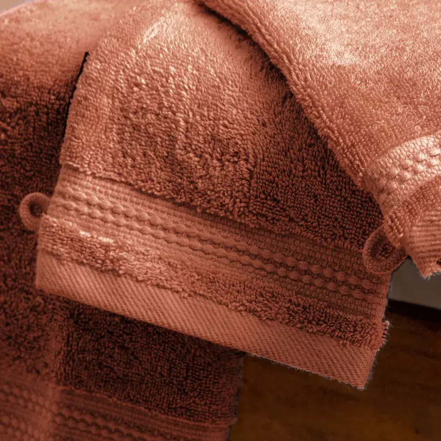 Eminza Lot De 2 Gants De Toilette Coton Bio (15 X 21 Cm) Méline Terracotta