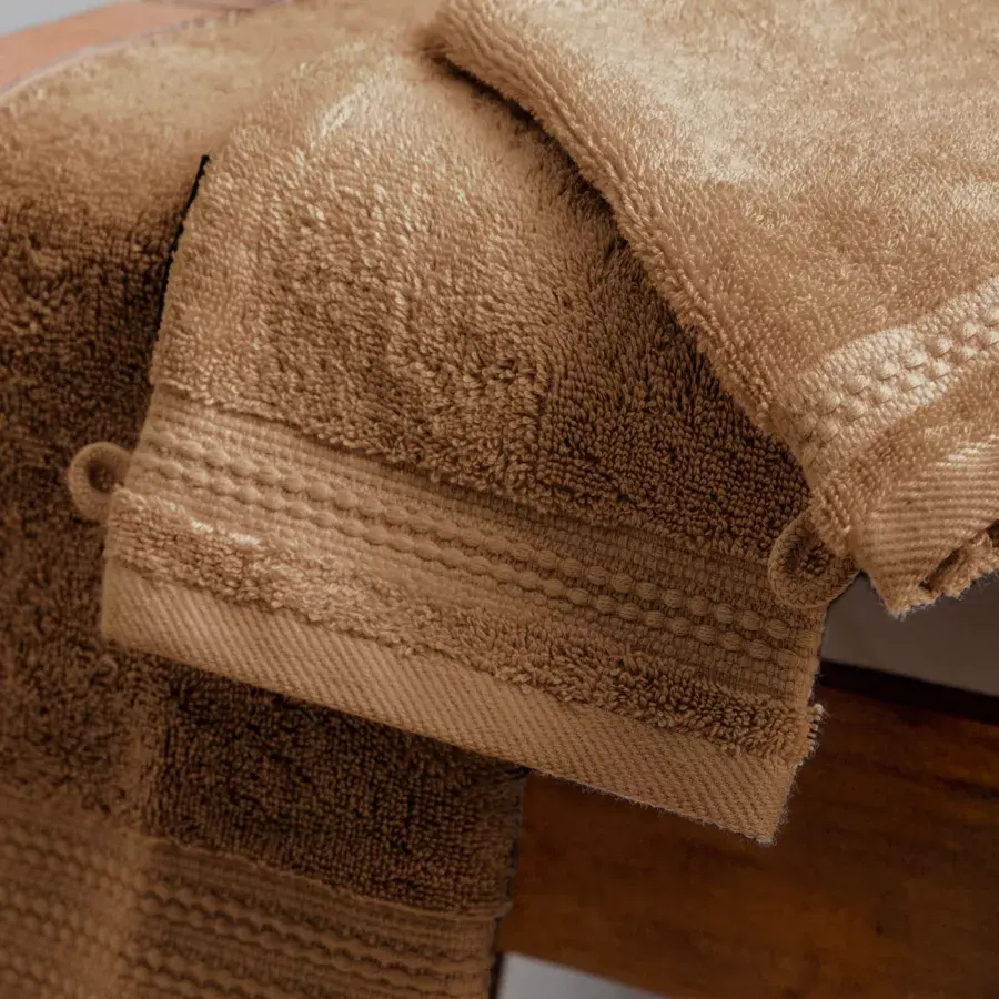 Eminza Lot De 2 Gants De Toilette Coton Bio (15 X 21 Cm) Méline Camel