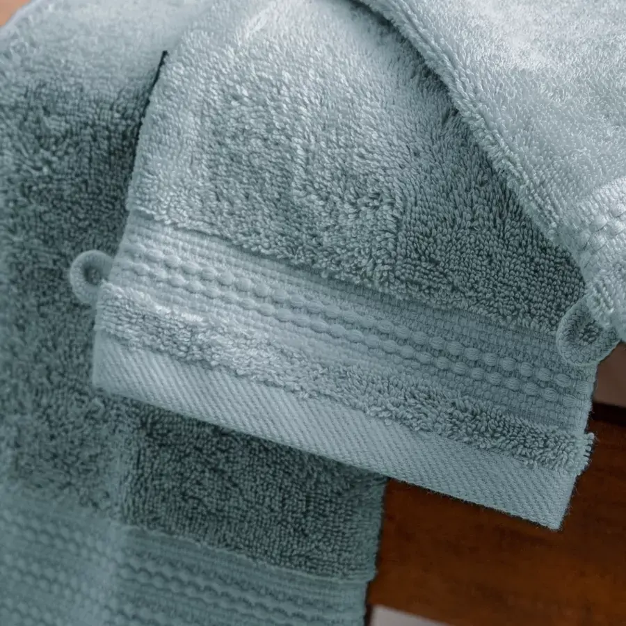 Eminza Lot De 2 Gants De Toilette Coton Bio (15 X 21 Cm) Méline Bleu Glacier