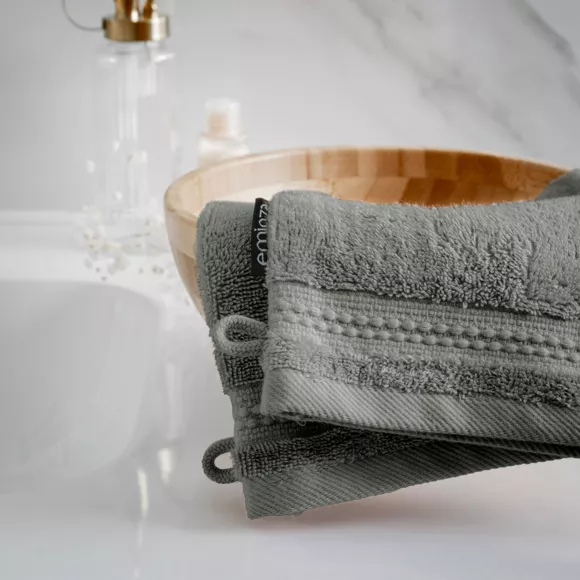 Eminza Lot De 2 Gants De Toilette Coton Bio (15 X 21 Cm) Méline Vert Romarin