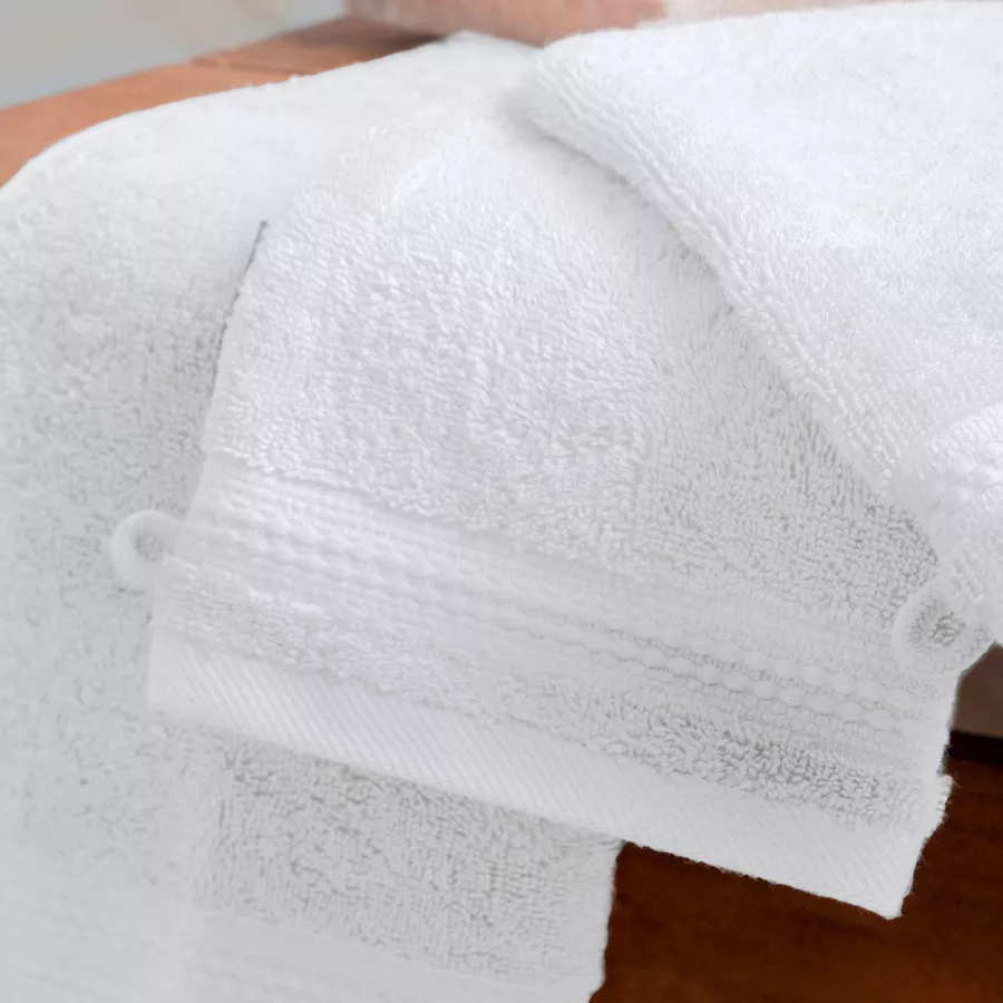 Eminza Lot De 2 Gants De Toilette Coton Bio (15 X 21 Cm) Méline Blanc Chantilly