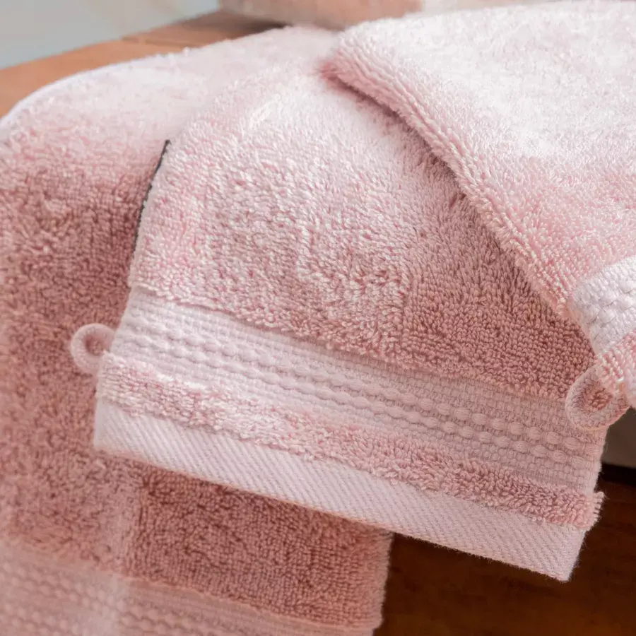 Eminza Lot De 2 Gants De Toilette Coton Bio (15 X 21 Cm) Méline Rose Pêche