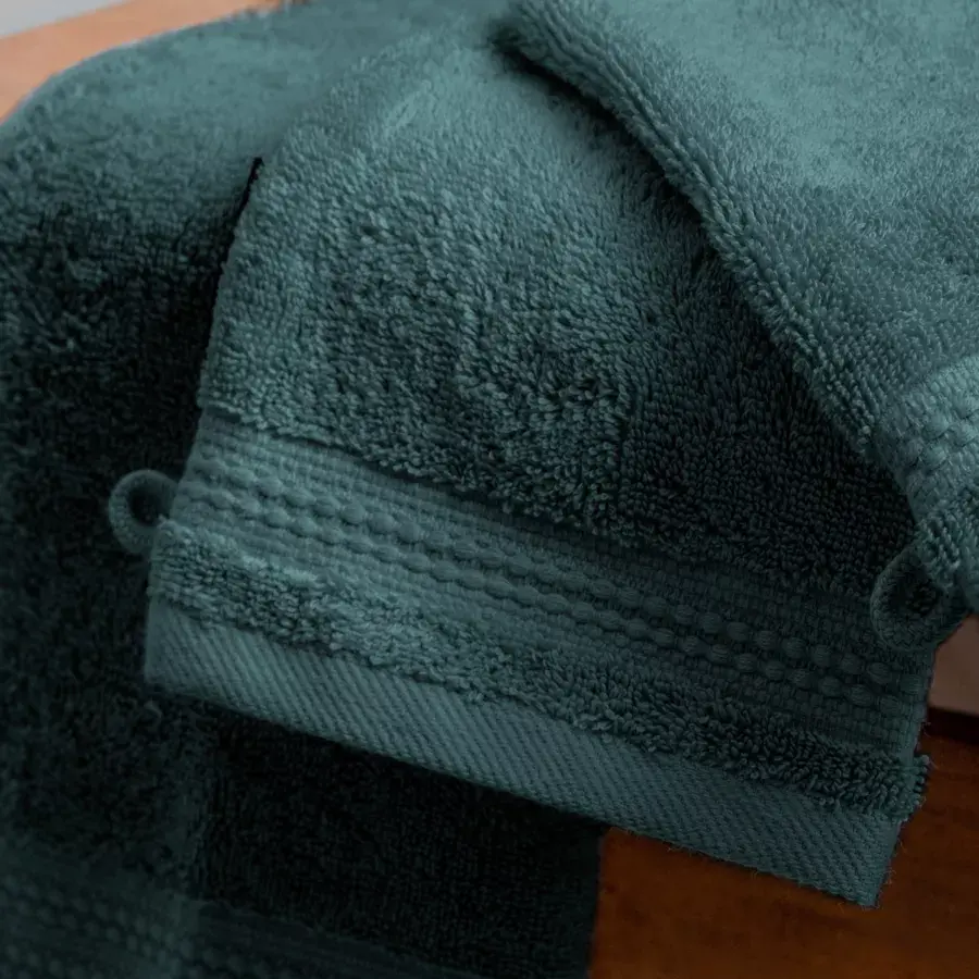 Eminza Lot De 2 Gants De Toilette Coton Bio (15 X 21 Cm) Méline Vert émeraude