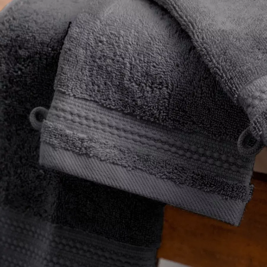 Eminza Lot De 2 Gants De Toilette Coton Bio (15 X 21 Cm) Méline Gris Orage