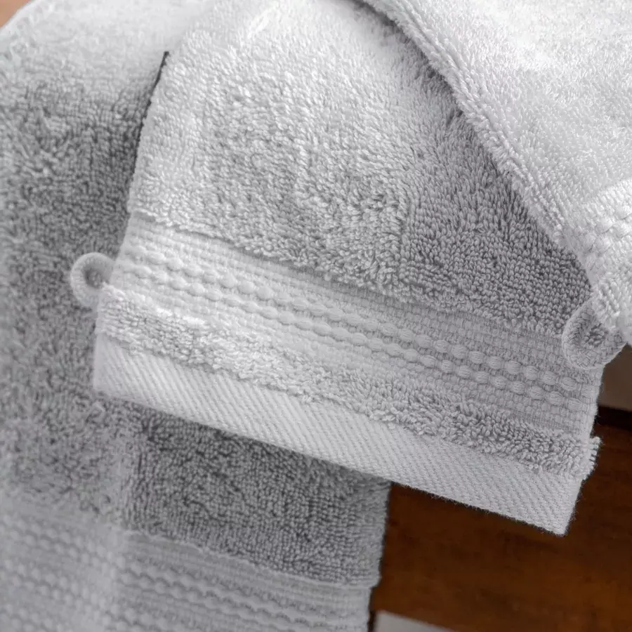 Eminza Lot De 2 Gants De Toilette Coton Bio (15 X 21 Cm) Méline Gris Nuage