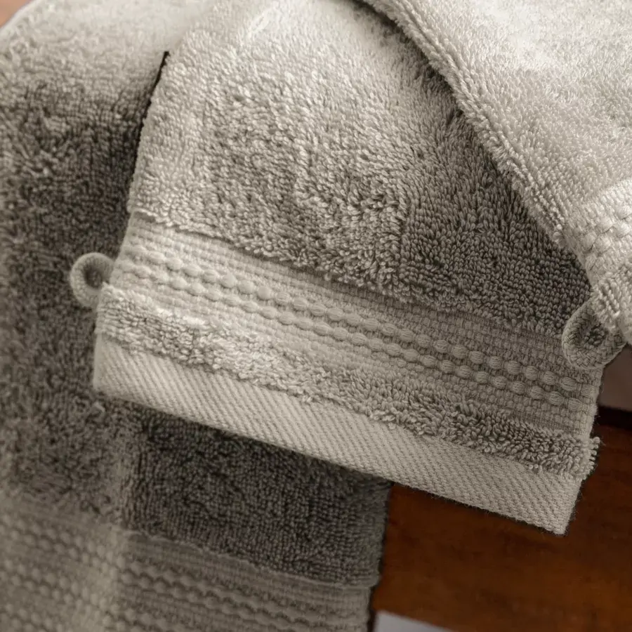 Eminza Lot De 2 Gants De Toilette Coton Bio (15 X 21 Cm) Méline Gris Argile