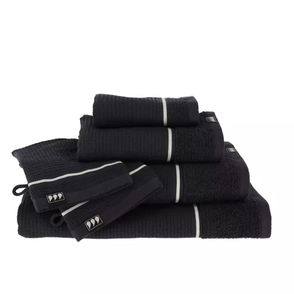 Eminza Lot De 2 Gants De Toilette Coton Nid D'abeille (15 X 21 Cm) Japandi Noir