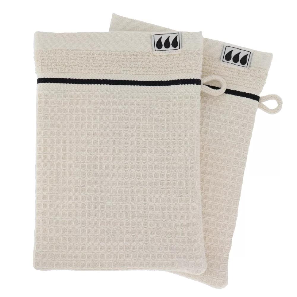 eminza Lot de 2 gants de toilette coton nid d'abeille (15 x 21 cm) Japandi Beige