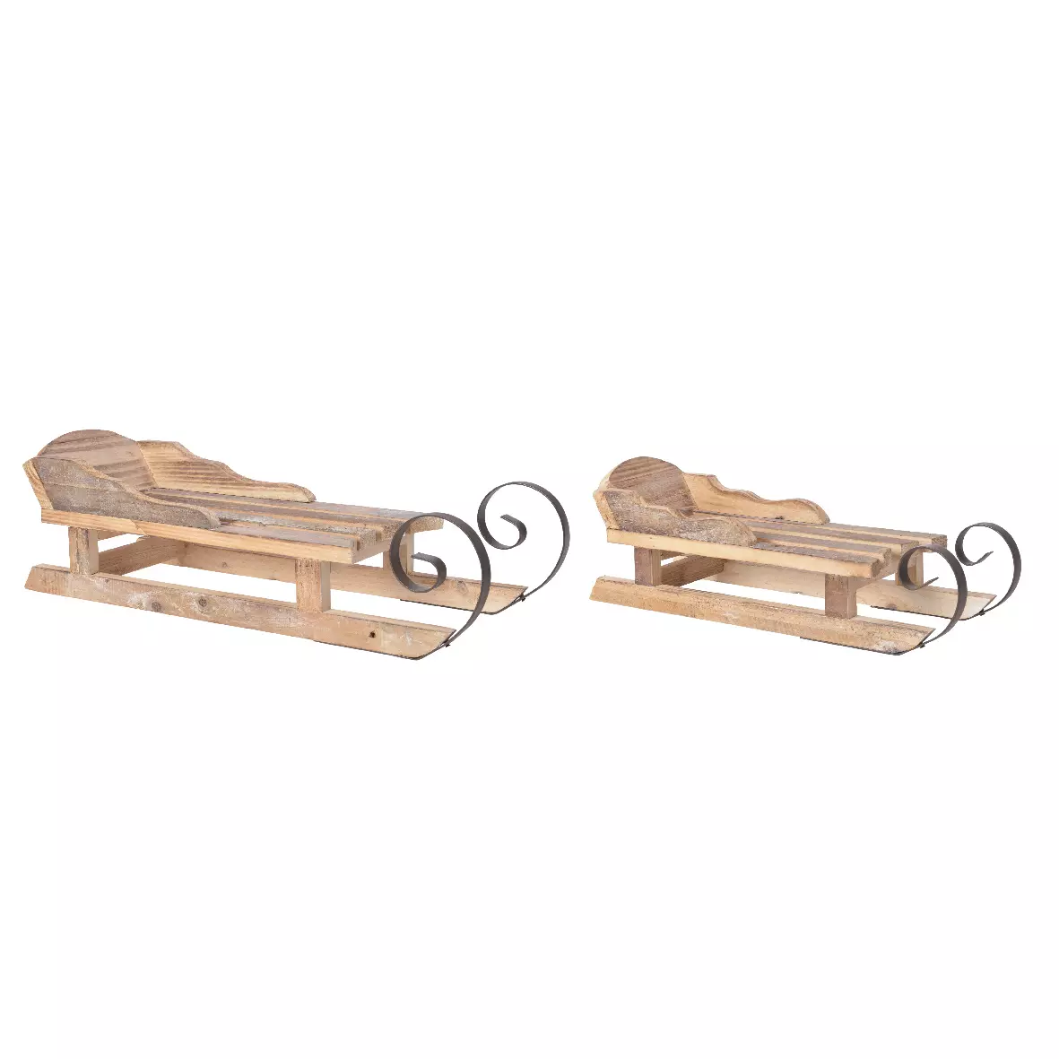 eminza Lot de 2 Luges en épicea (53 x H19 cm) Courchevel