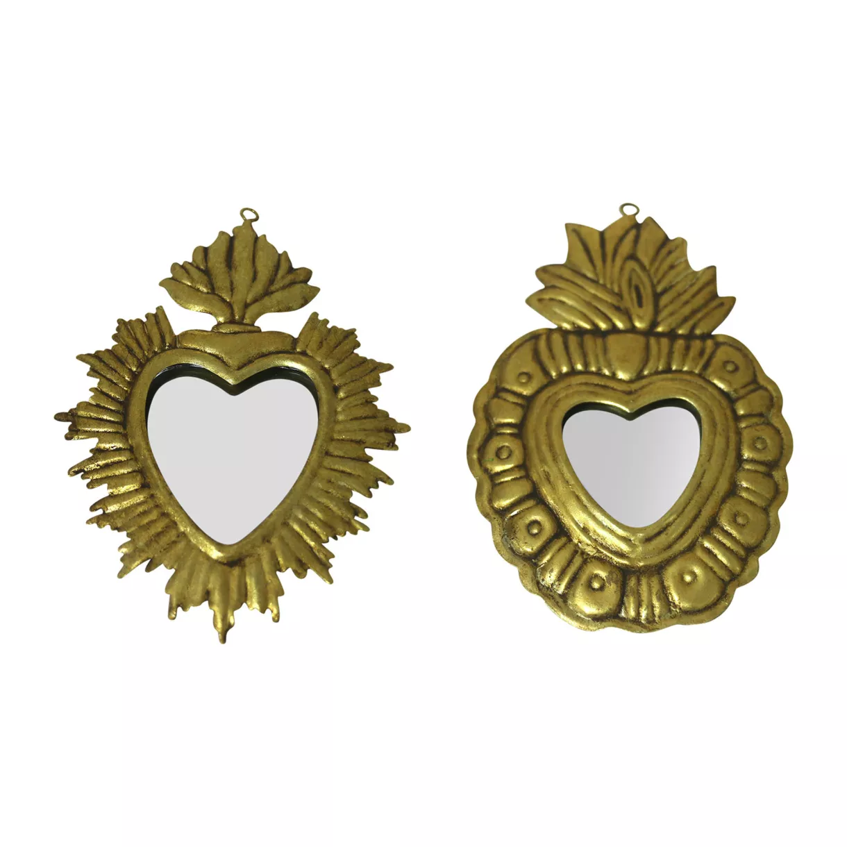 eminza Lot de 2 miroirs métalisés Ex-Voto (H18 cm) Cœur Or