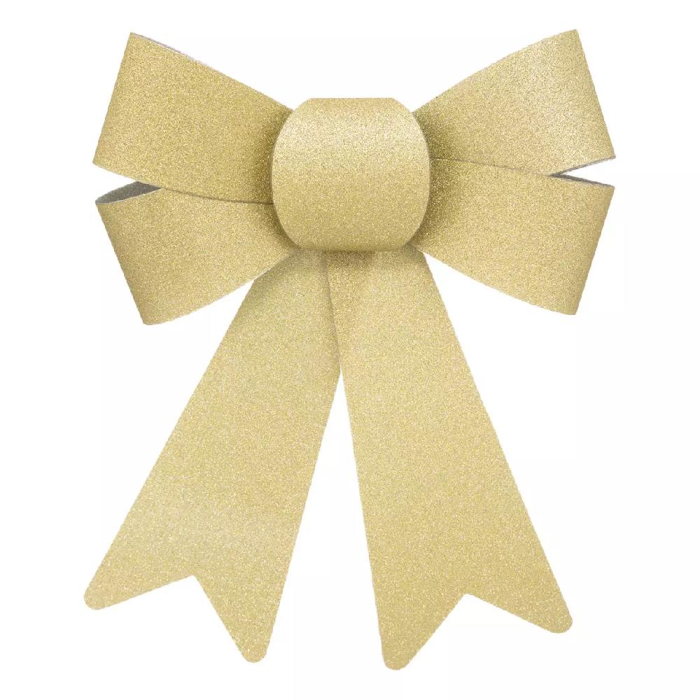 eminza Lot de 2 noeuds de Noël (H17 cm) Paillettes Or