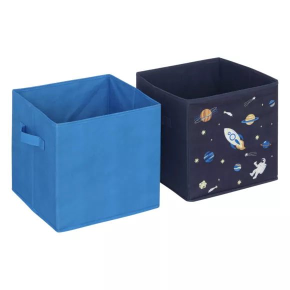 Eminza Lot De 2 Paniers De Rangement Enfant (29 X 29 Cm) Espace Bleu