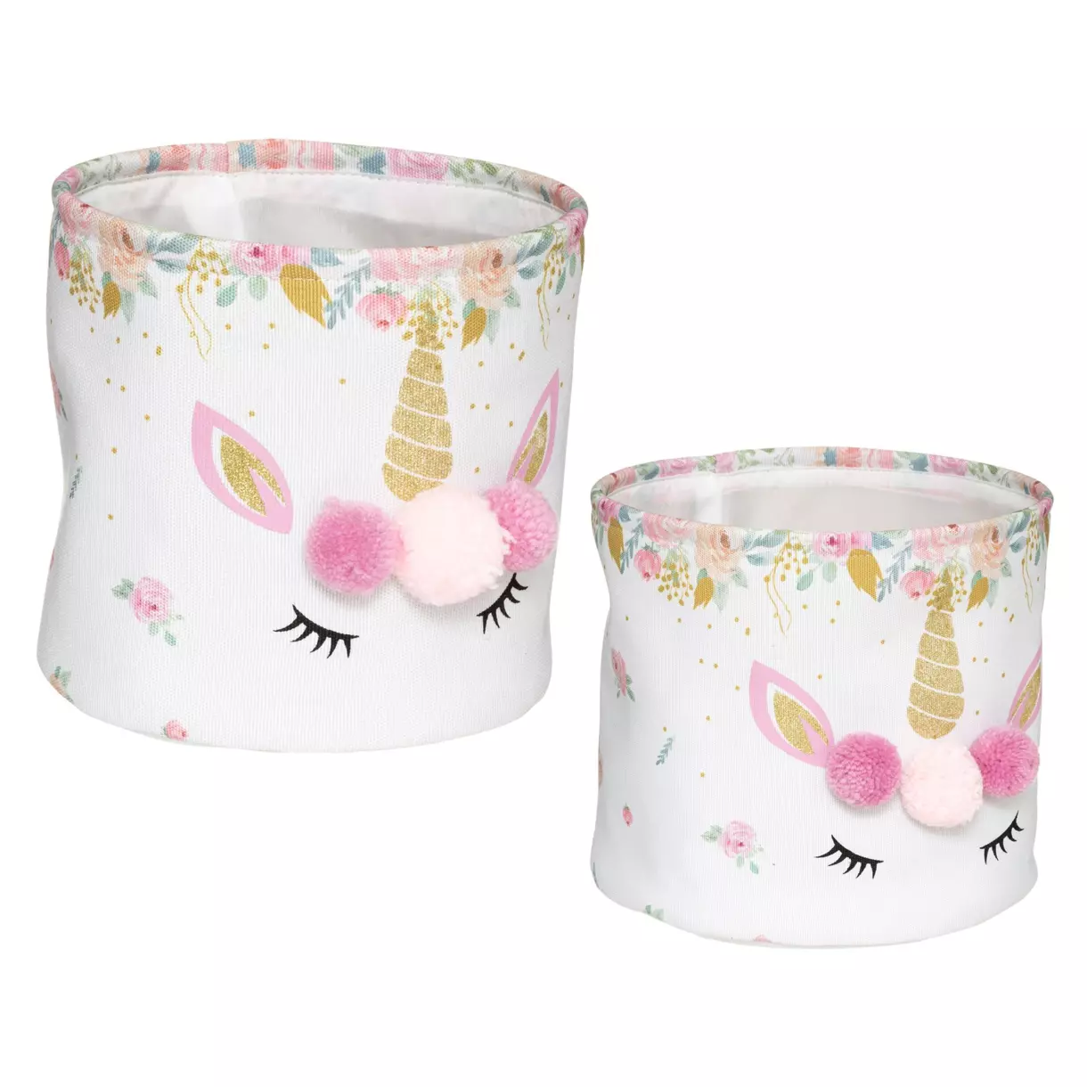 eminza Lot de 2 paniers de rangement enfant Licorne Rose