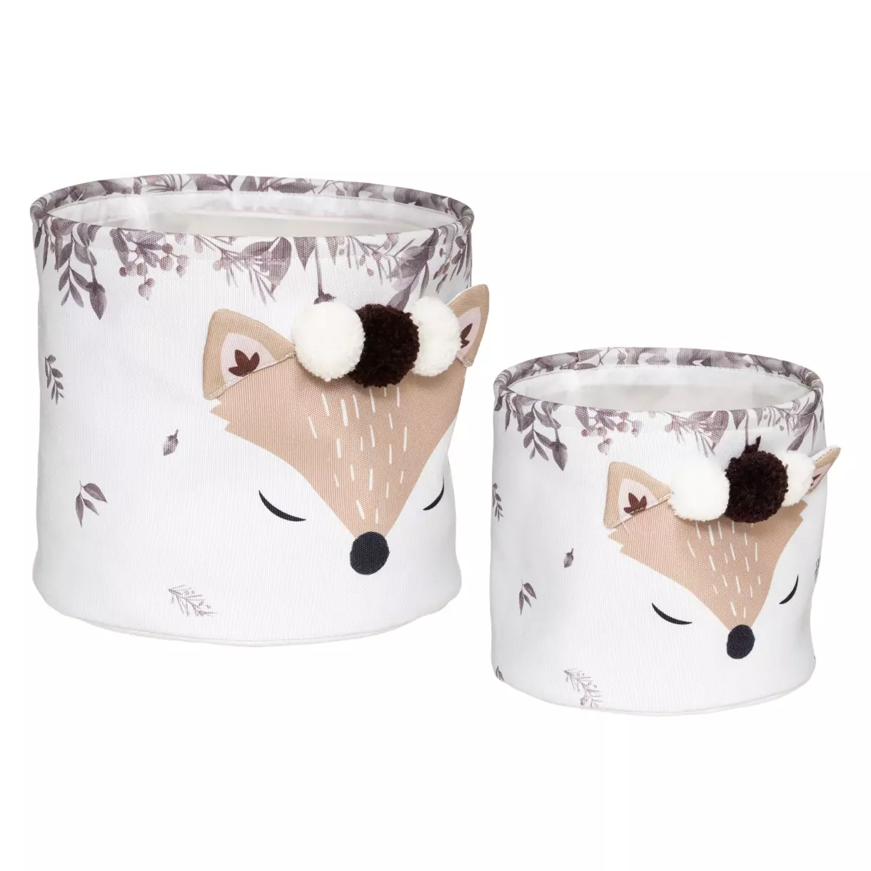 eminza Lot de 2 paniers de rangement enfant Renard Marron