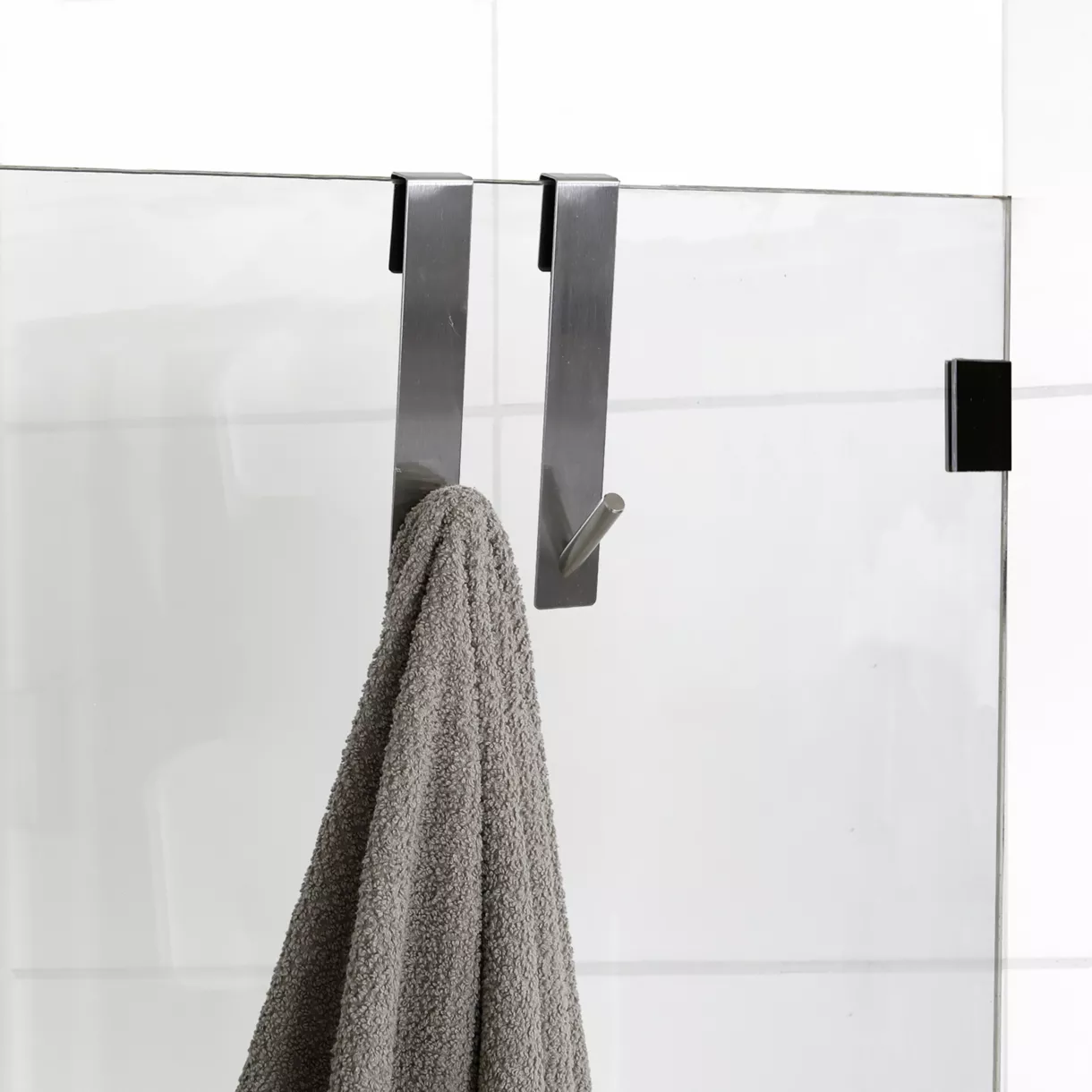 eminza Lot de 2 patères à suspendre spécial paroi de douche (H18 cm) Chrome
