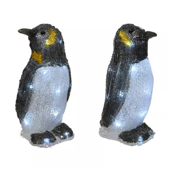 Eminza Lot De 2 Pingouins Lumineux Sur Piles 40 LED (H20 Cm) Ice Blanc Froid