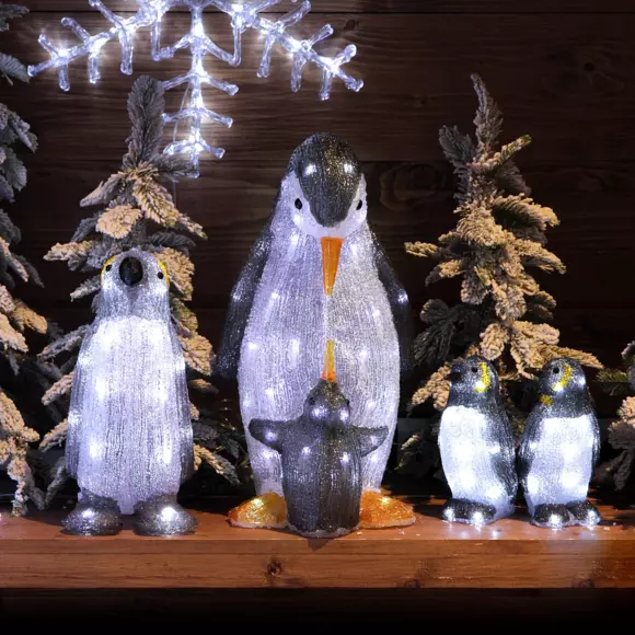 Eminza Lot De 2 Pingouins Lumineux Sur Piles 40 LED (H20 Cm) Ice Blanc Froid