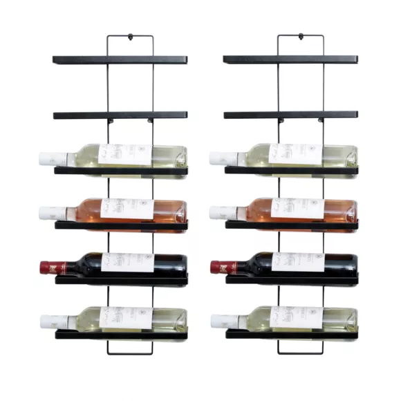Eminza Lot De 2 Porte-bouteilles Muraux Métal 12 Emplacements (H139 Cm) Léo Noir