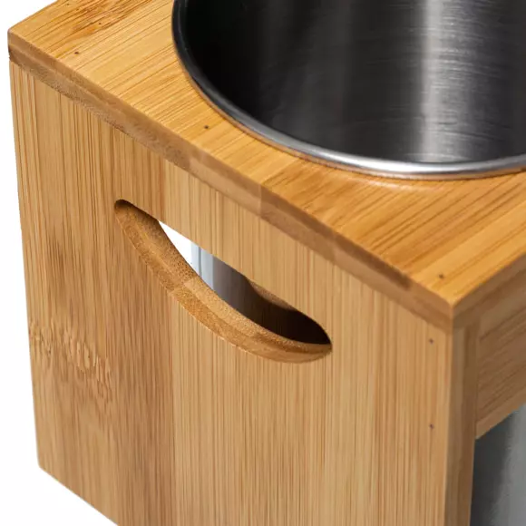 Eminza Lot De 2 Pots à Ustensiles Siao Inox Et Bambou