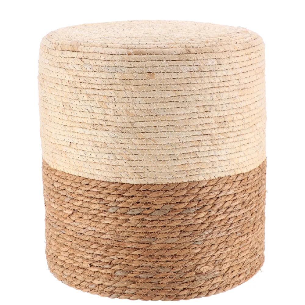 eminza Lot de 2 poufs en bois et maïs (H36 cm) Ibiza Beige eminza Lot de 2 poufs en bois et maïs (H36 cm) Ibiza Beige