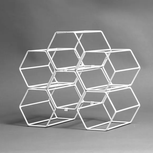 Eminza Lot De 2 Range-bouteilles Métal Empilables (H26 Cm) Côme Blanc