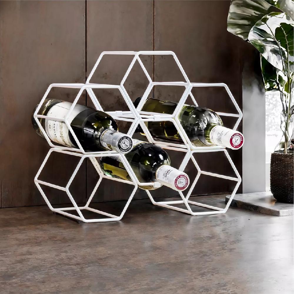 eminza Lot de 2 range-bouteilles métal empilables (H26 cm) Côme Blanc