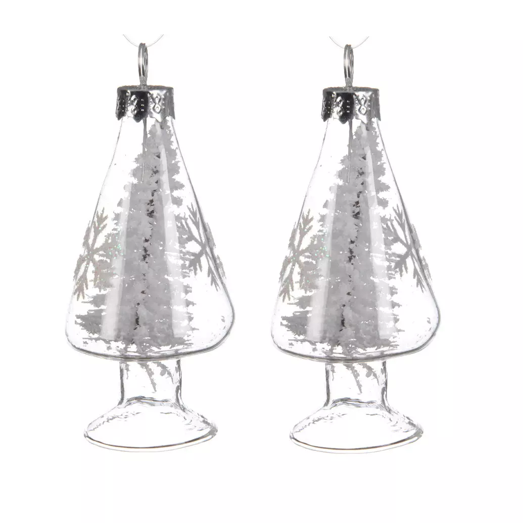 eminza Lot de 2 sapins de Noël à suspendre (H8 cm) Genève Transparent