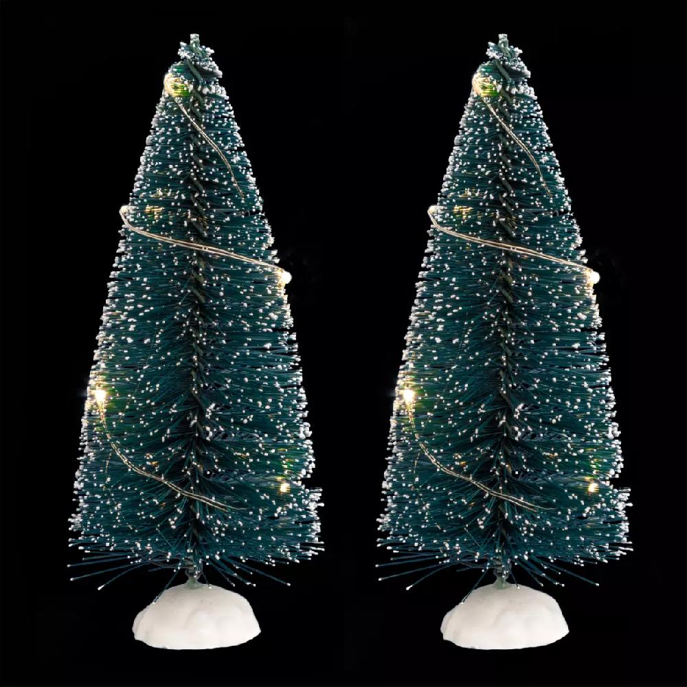 eminza Lot de 2 sapins lumineux LED Blanc chaud (H15 cm) pour aménager un village