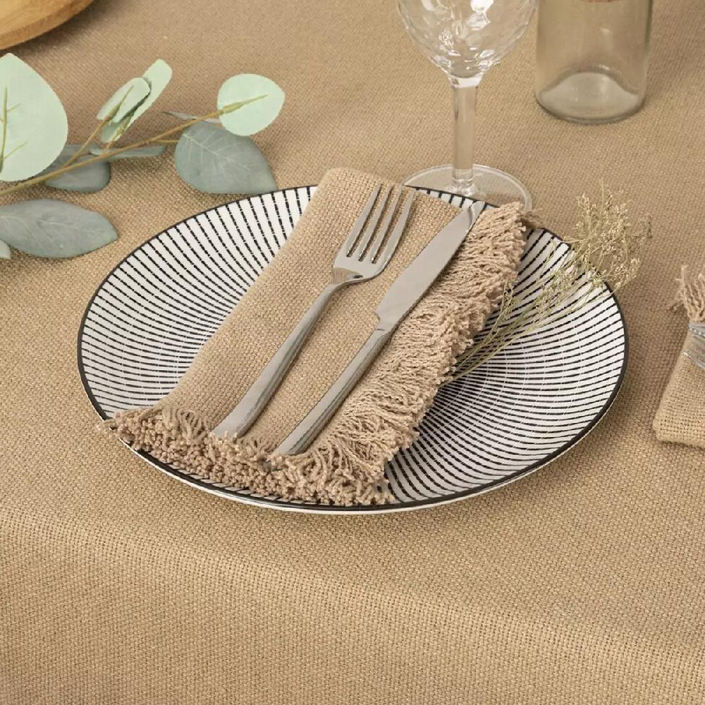 eminza Lot de 2 serviettes coton (40 x 40 cm) Maha Beige