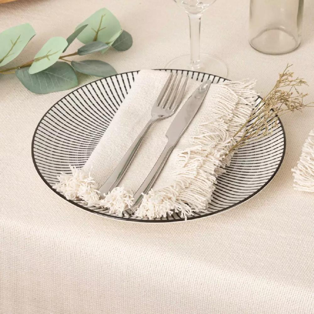 eminza Lot de 2 serviettes coton (40 x 40 cm) Maha Blanches