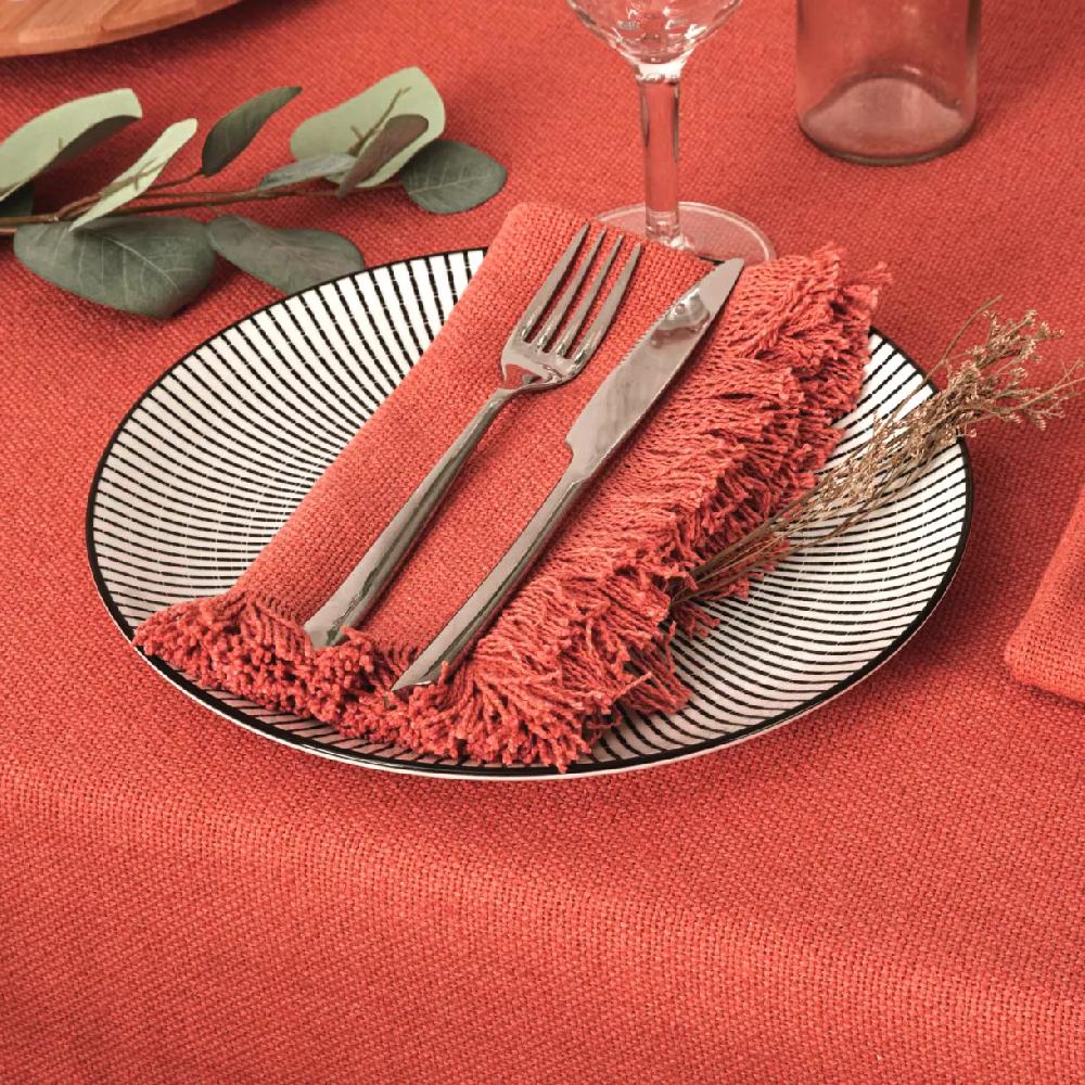 eminza Lot de 2 serviettes coton (40 x 40 cm) Maha Terracotta