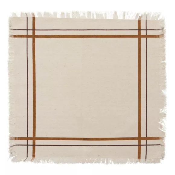Eminza Lot De 2 Serviettes Coton (40 X 40 Cm) Ray Beige