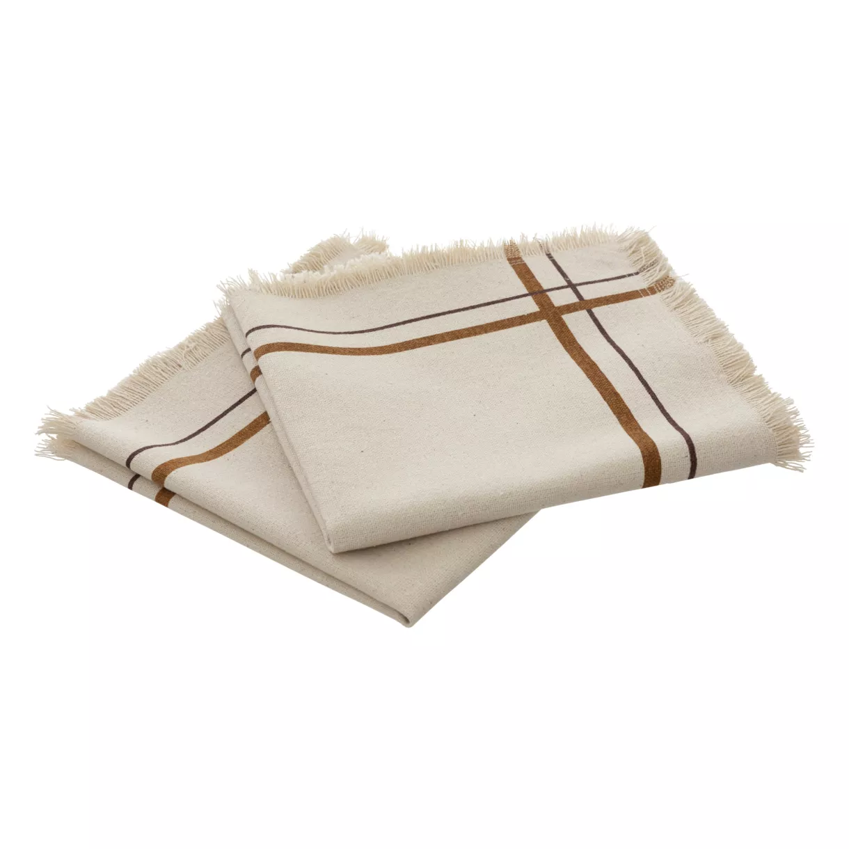 eminza Lot de 2 serviettes coton (40 x 40 cm) Ray Beige