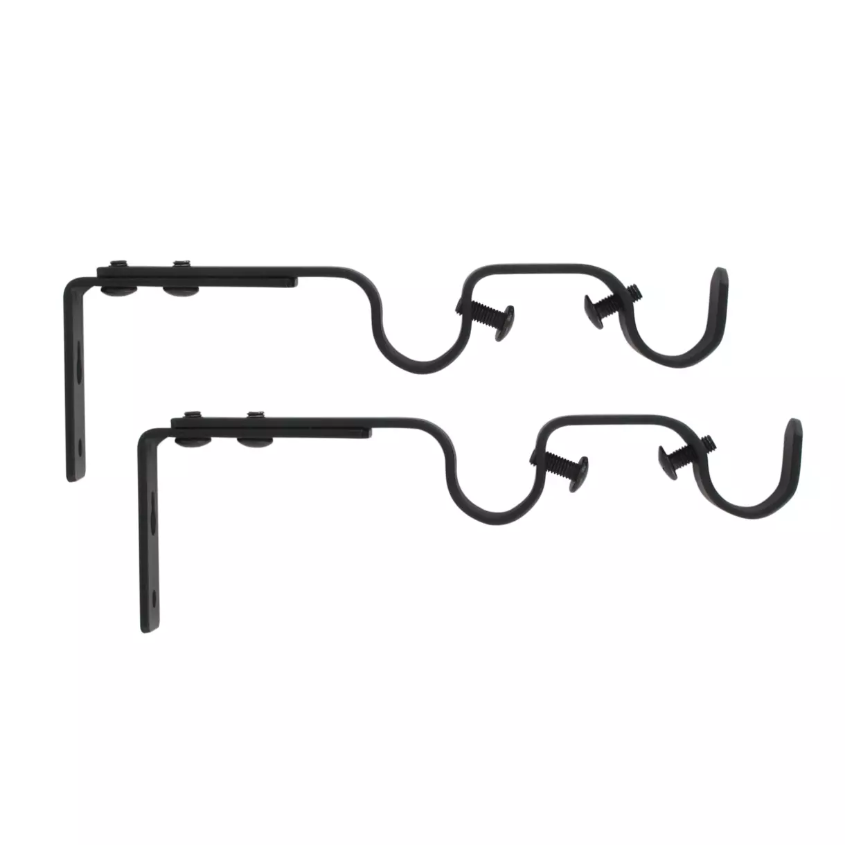 eminza Lot de 2 supports tringles doubles extensibles (L165 - L190 / D20 mm) Jim gouttière Noir mat