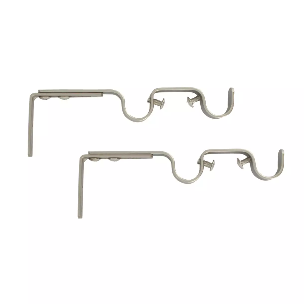 eminza Lot de 2 supports tringles doubles extensibles (L165 - L190/ D20 mm) Jim gouttière Argent