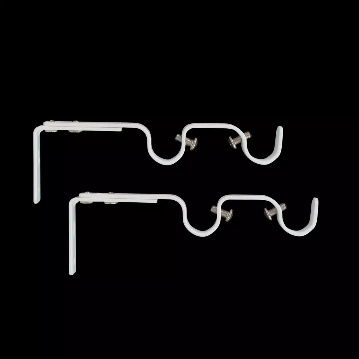 eminza Lot de 2 supports tringles doubles extensibles (L165 - L190 / D20 mm) Jim gouttière Blanc mat