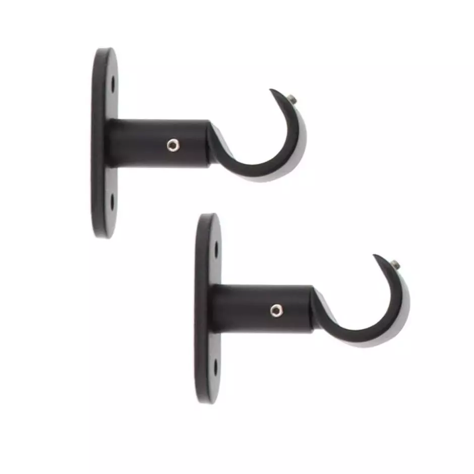 eminza Lot de 2 supports tringles fixes (L50 / D20 mm) Jim gouttière Noir mat