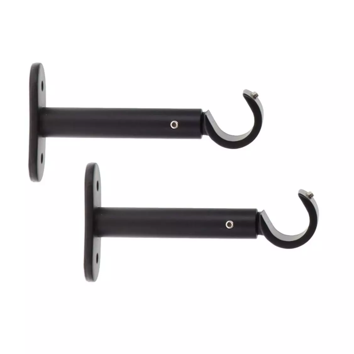 eminza Lot de 2 supports tringles fixes (L90 / D20 mm) Jim gouttière Noir mat