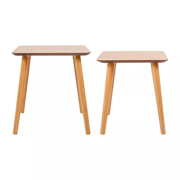 Eminza Lot De 2 Tables D'appoint Carrées En Bois (H43 Cm) Nomade Naturel