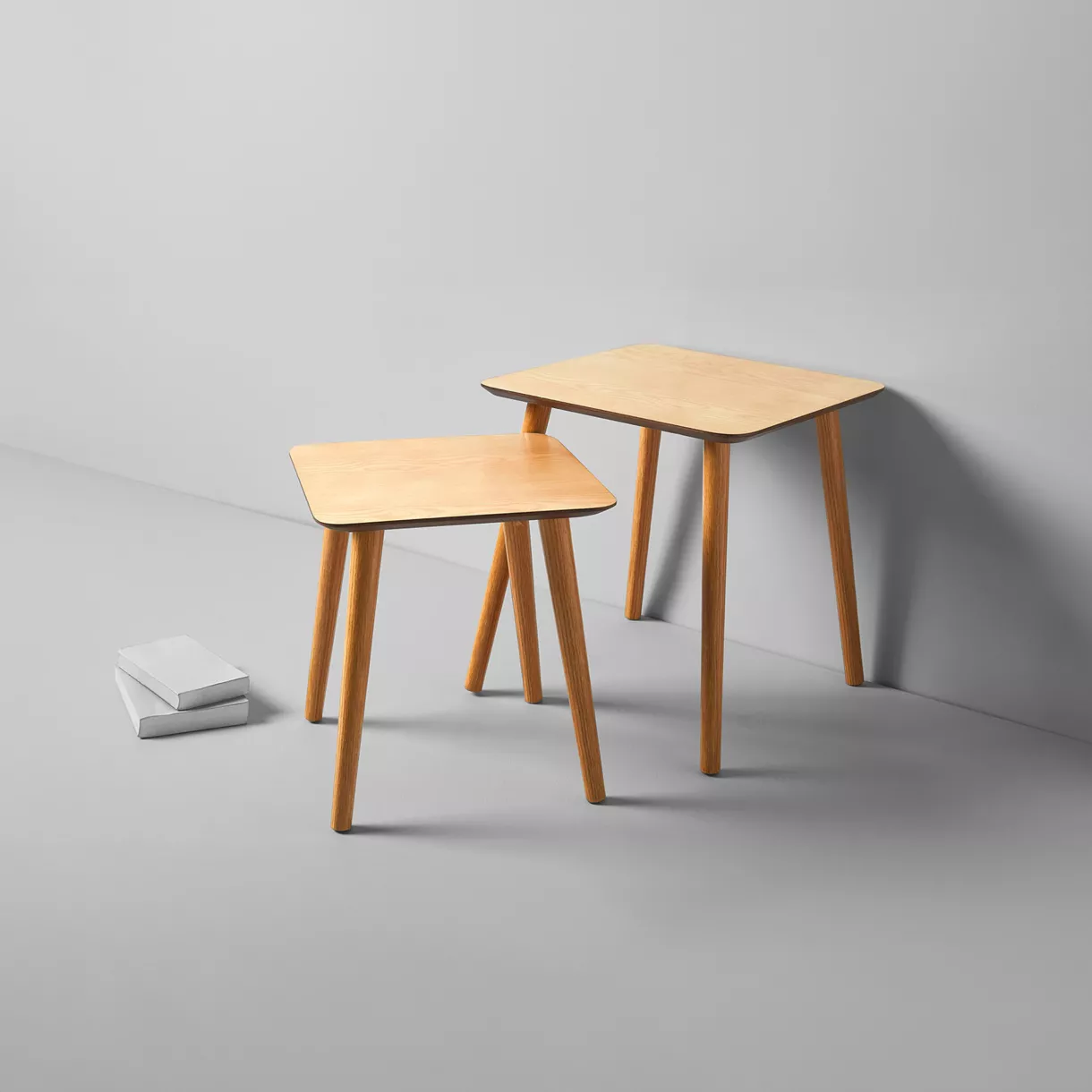 eminza Lot de 2 tables d'appoint carrées en bois (H43 cm) Nomade Naturel