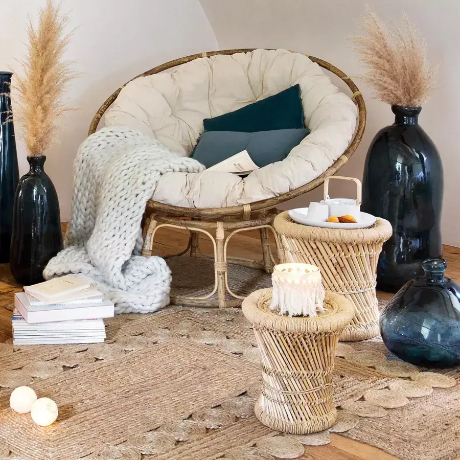 Eminza Lot De 2 Tables D'appoint (H38-H30 Cm) Corde Naturelle Beige