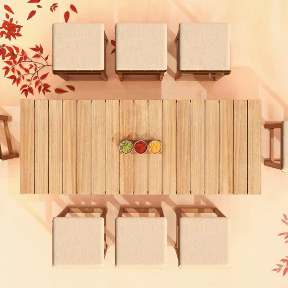 Eminza Lot De 2 Tabourets Hauts De Jardin En Bois D'acacia Bornéo Sable