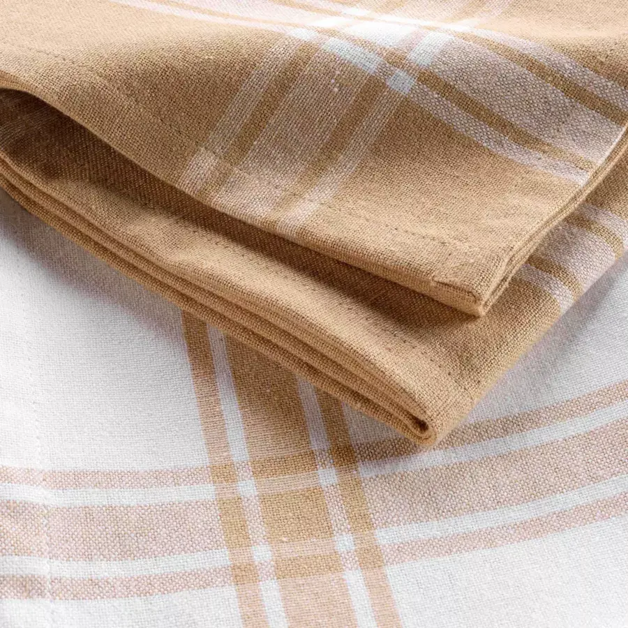 Eminza Lot De 2 Torchons Coton Recyclé Cuisiline Beige
