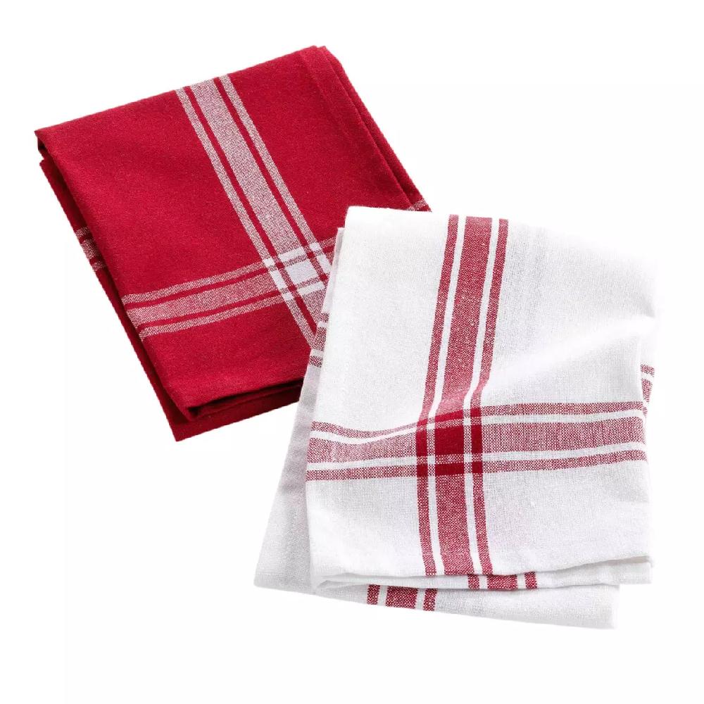 eminza Lot de 2 torchons coton recyclé Cuisiline Bordeaux