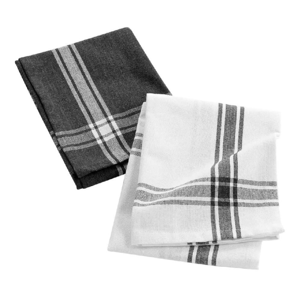 eminza Lot de 2 torchons coton recyclé Cuisiline Gris anthracite