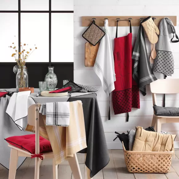 Eminza Lot De 2 Torchons Coton Recyclé Cuisiline Gris Chiné