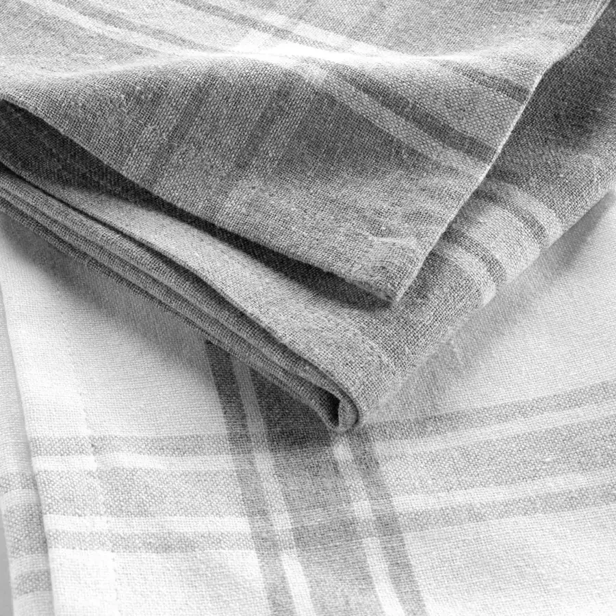 Eminza Lot De 2 Torchons Coton Recyclé Cuisiline Gris Chiné